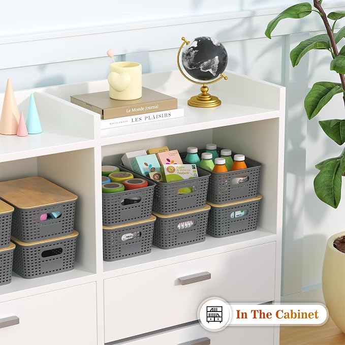 Plastic Storage Baskets With Bamboo Lid - Image 4