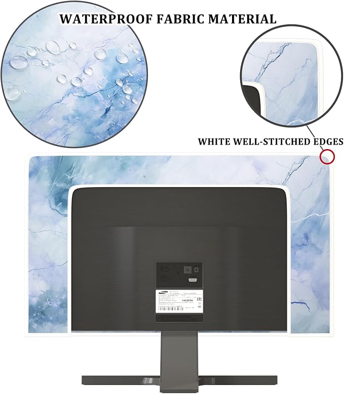 Baocicco Fashion Haze Blue Marble Screen TV Cover 32 Inch Full Body Cover - Image 3