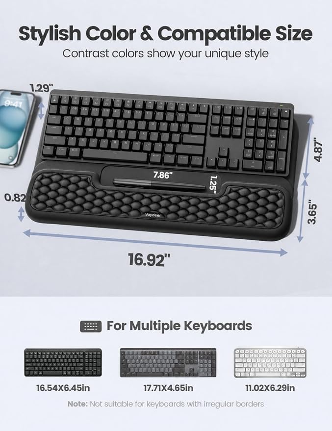 Vaydeer Wrist Rest with Keyboard Stand, Computer Wrist Support Pad, Ergonomic - Image 7