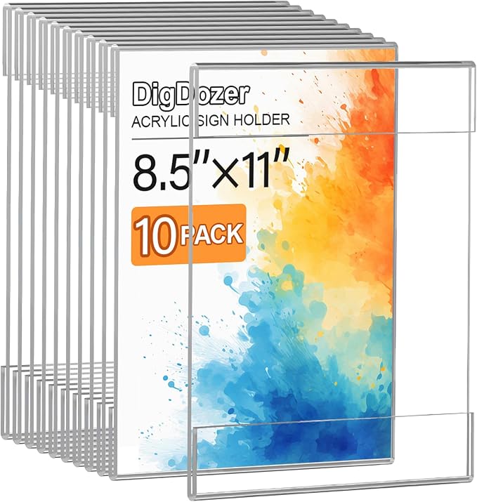 10 Pcs Acrylic Sign Holder 8.5 x 11, Vertical Wall Mount Sign Holders by Unknown