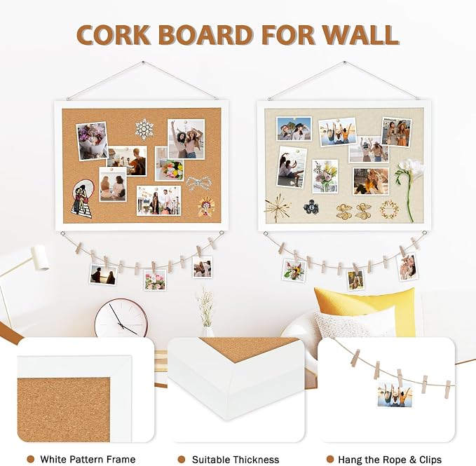 Double-Sided Wood Framed Cork Board - Image 3