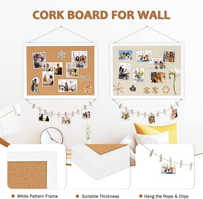 Double-Sided Wood Framed Cork Board - Image 3
