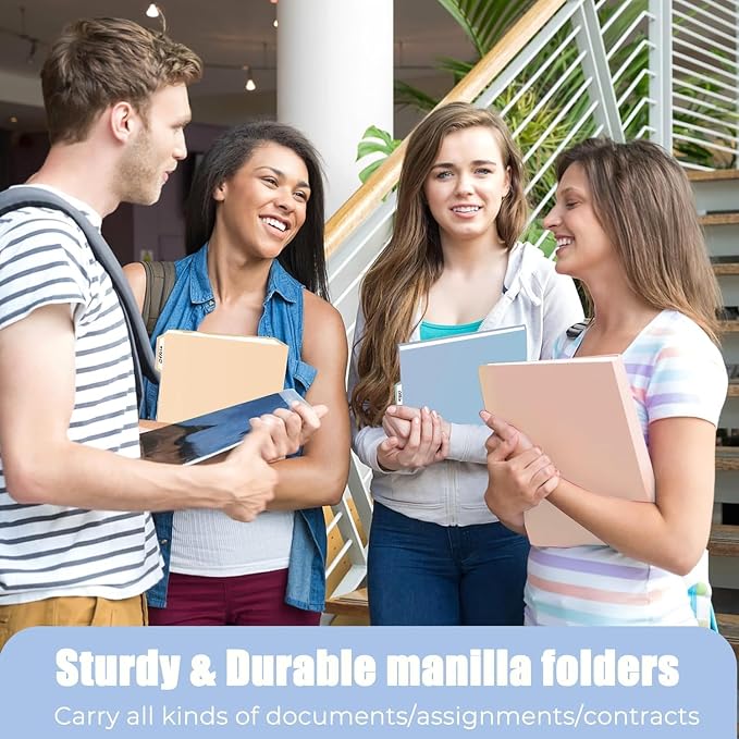 HABGP 100 Pcs Manilla Folders 8.5 x 11 Inch, 1/3-Cut Tab Colored File Folders - Image 6