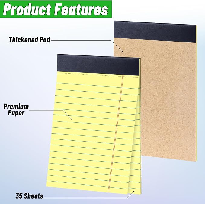 48 Pack Legal Pads Bulk, 5 x 8 Inch Yellow Notepad, Note Pads College Ruled - Image 3