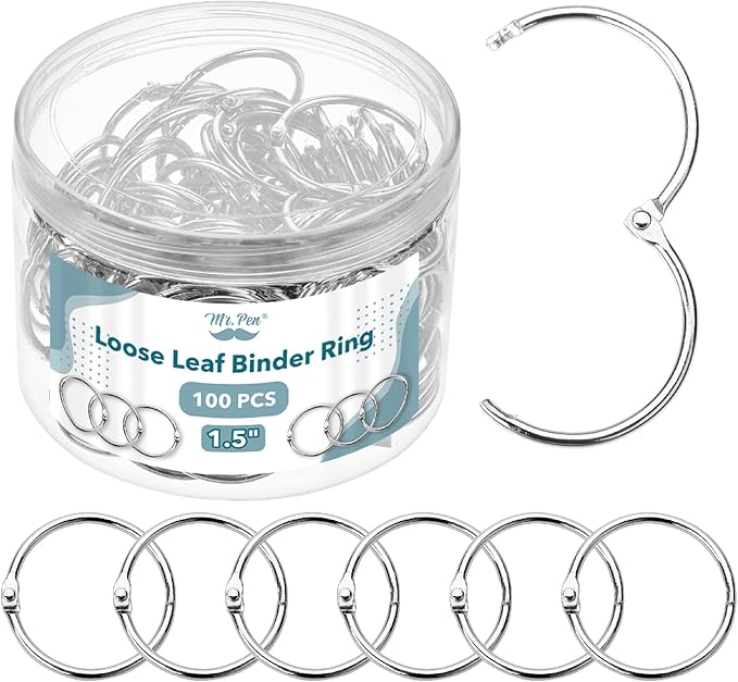Mr. Pen- Loose Leaf Binder Ring, 1.5 Inch, 100 Pack | Metal Loose Leaf Binder by MrPen