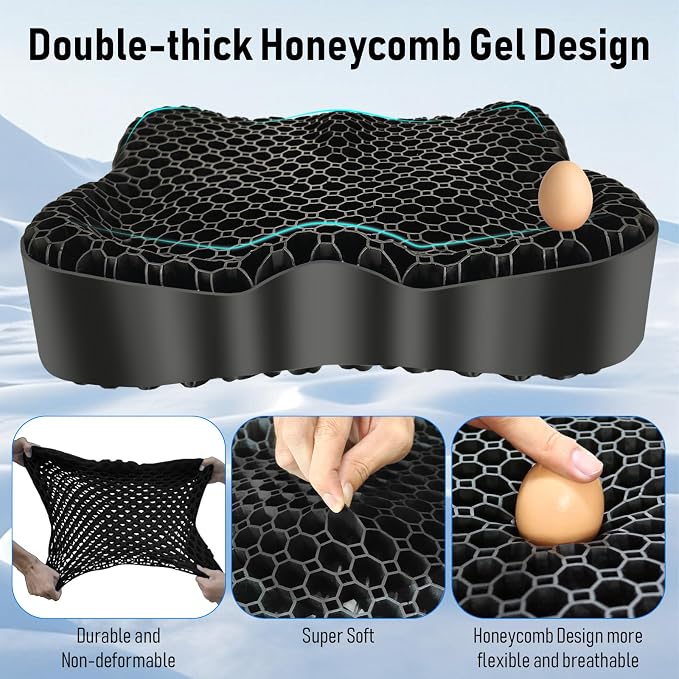 Cooling Gel Seat Cushion, Thickened Big Breathable Honeycomb Design Absorbs - Image 3