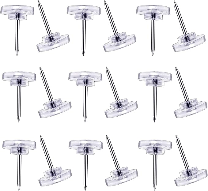 Clear Plastic Push Pins and Tacks by Unknown