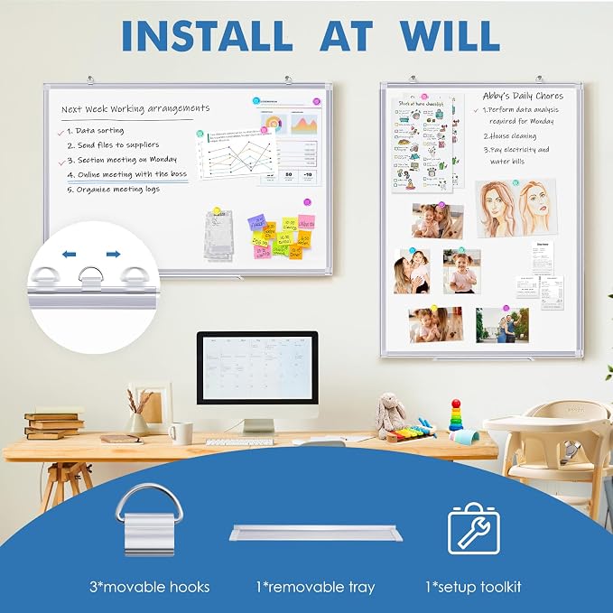 Magnetic Dry Erase White Board 30" x 20" Aluminum Frame | Dry erase board - Image 3