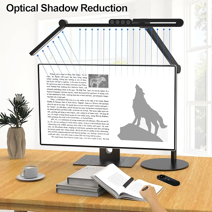 Micomlan Architect Desk Lamp with Remote Control, Adjustable Led Desk Light for Home Office with Base, 24W Bright Auto Dimming Table Light Rotatable Office Lamp with Swing Arm for Computer Cafting-DeskLoop Office