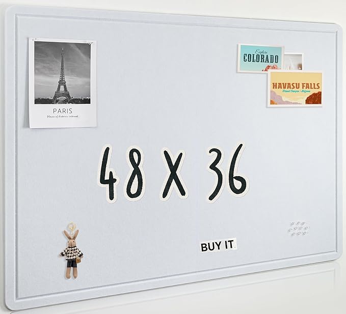 AKTOP White Cork Bulletin Board 48" x 36", Large Foldable Felt Notice Pin Board by Buynow