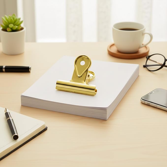2PCS Bulldog Clip Gold Clips for Paper – Retro Metal Binder Chip T Clamp - Image 3