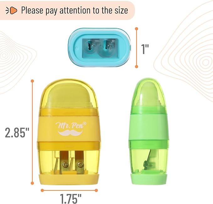 Mr. Pen- Pencil Sharpener & Eraser, 4 Pack | 2-in-1 Manual Sharpeners - Image 3