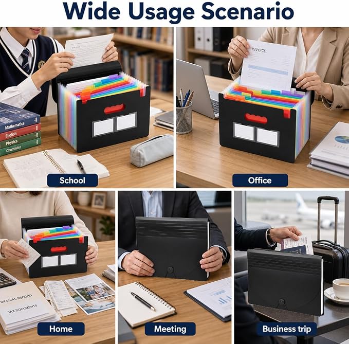 25 Pockets Accordion File Organizer, Portable Expanding File Folder - Image 7