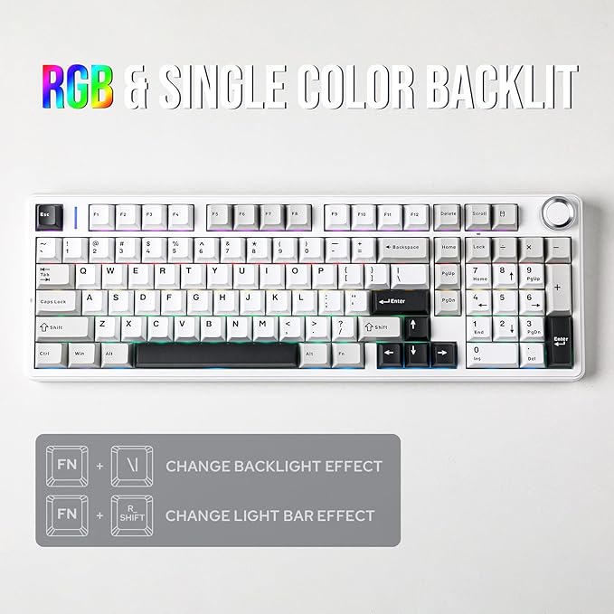 EPOMAKER X Aula F99 PRO Wireless Gaming Keyboard with 8000mAh Battery, Hot Swappable Creamy Keyboard, 2.4GHz/Type-C/BT5.0, NKRO, RGB Backlit for Win/Mac/Gaming (Black&Grey&White)-DeskLoop Office
