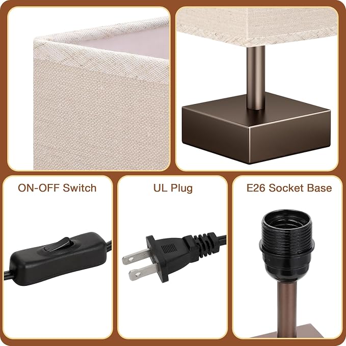 aooshine Brown Small Table Lamp - Image 6
