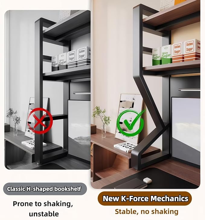 Desktop Hutch Bookshelf, Many Gifts, Metal Desktop Bookcase - Image 8