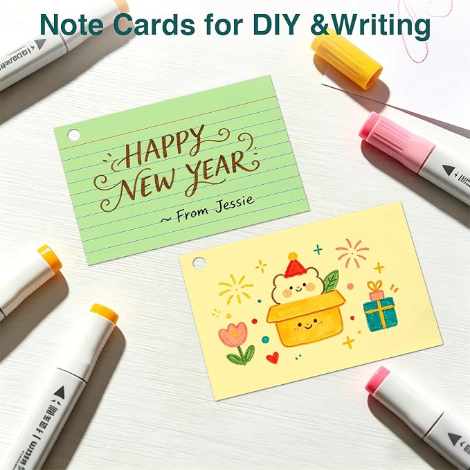 Index Cards 4x6 with Ring, 160 Sheets, Ruled Colored Flash Cards - Image 7