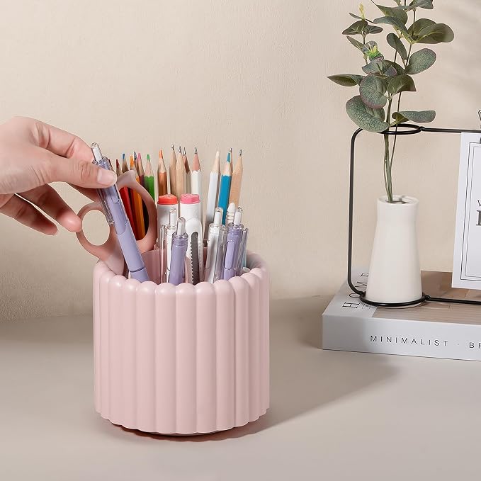 Anyoifax 360° Rotating Pen Holder 7 Slots Desk Organizer Removable Pencil Cup - Image 3