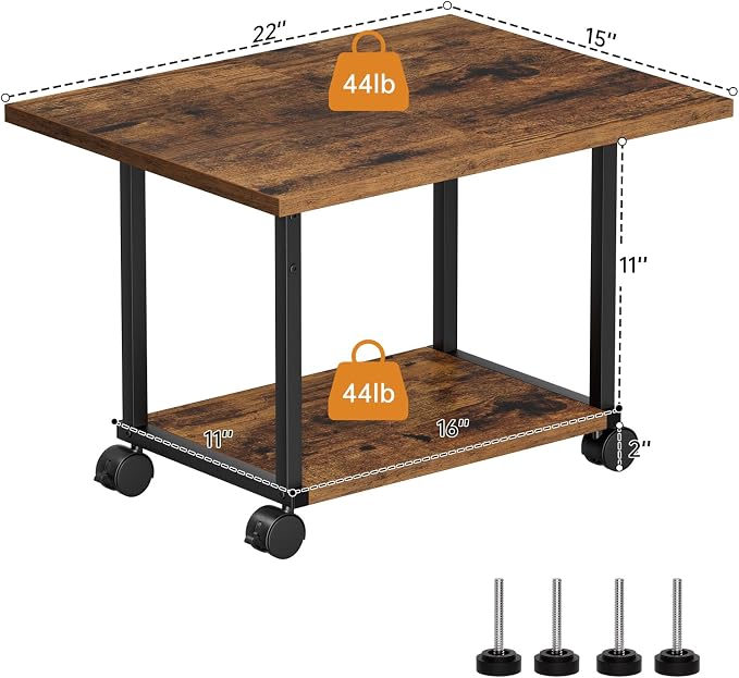 Asgolion Printer Table, 2-Tier Under Desk Printer Stand, Printer Stand - Image 2