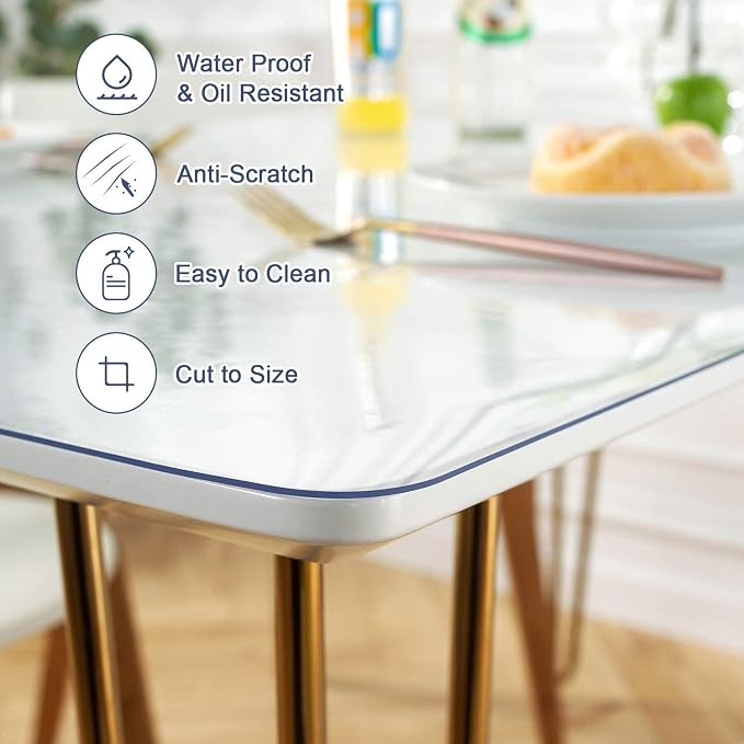 OstepDecor Clear Table Cover Protector 29 x 59 Inch, 1.5mm Thick Plastic Table - Image 3