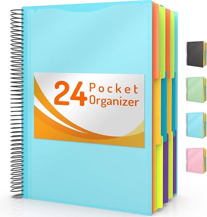 Forvencer 24 Pocket Project Organizer, 1/3-cut Tab Binder Organizer by Forvencer