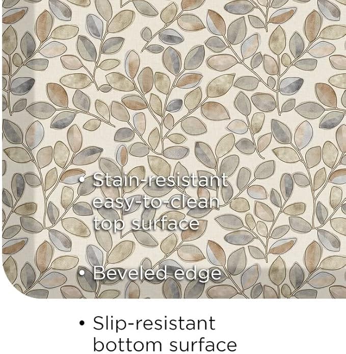 GelPro Designer Comfort Cushioned Anti-Fatigue Standing Kitchen Floor Mat, Padded Stain-Resistant, Waterproof, Non-Slip Comfort Padded Desk/Office Mat - Orchard Almond Kitchen Mat 20x48-DeskLoop Office