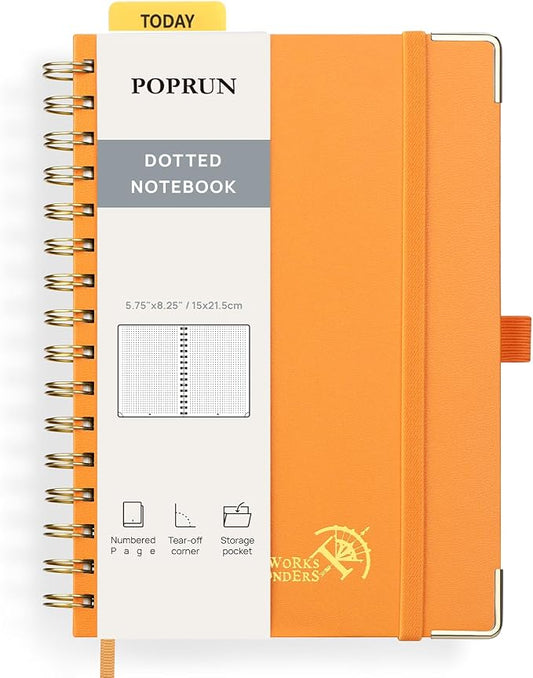 POPRUN Spiral Dotted Journal Notebook, by POPRUN