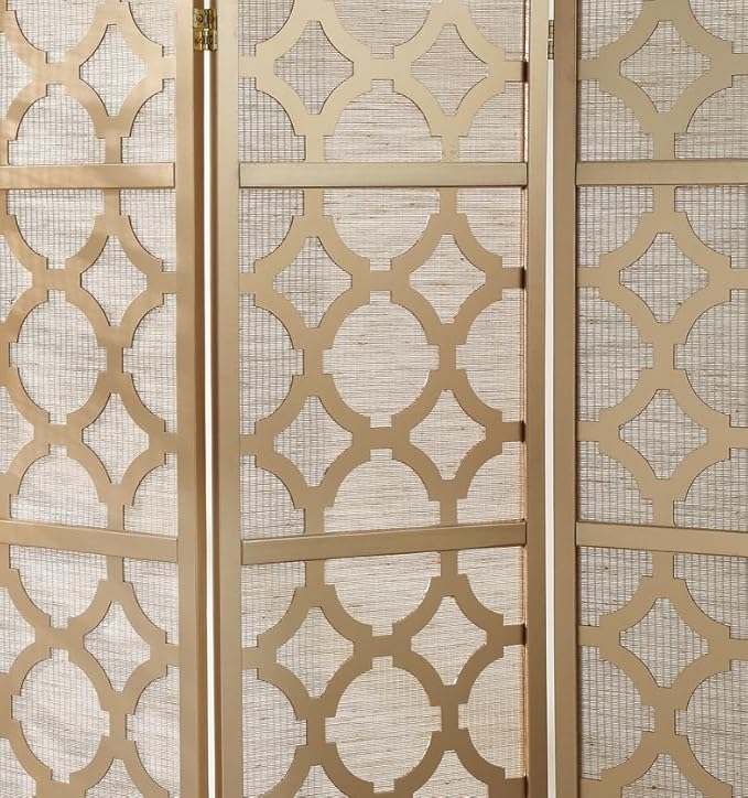 NicBex Room Divider 4 Panel Room Dividers with Quarterfoil Diamond Design Partition Room Dividers and Folding Privacy Screens Wall Divider for Home, Room Separation,69.28"W x 17.32"D x 70.31"H, Gold-DeskLoop Office