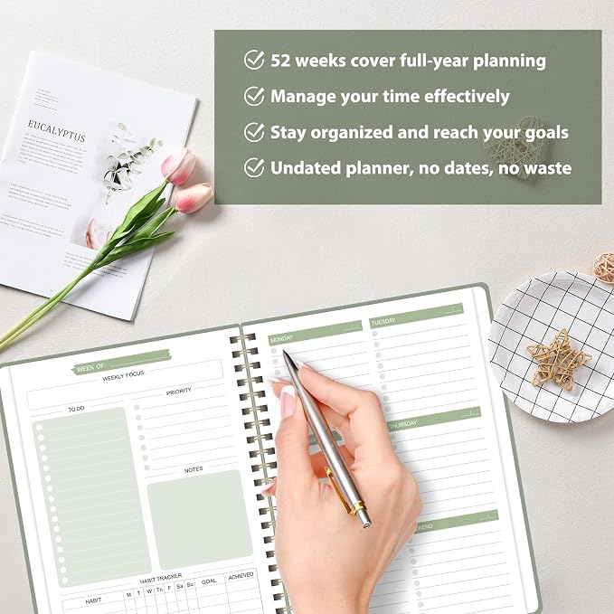 Undated Weekly Planner, Weekly To Do List Notebook, A5 Daily Planner | Office - Image 5