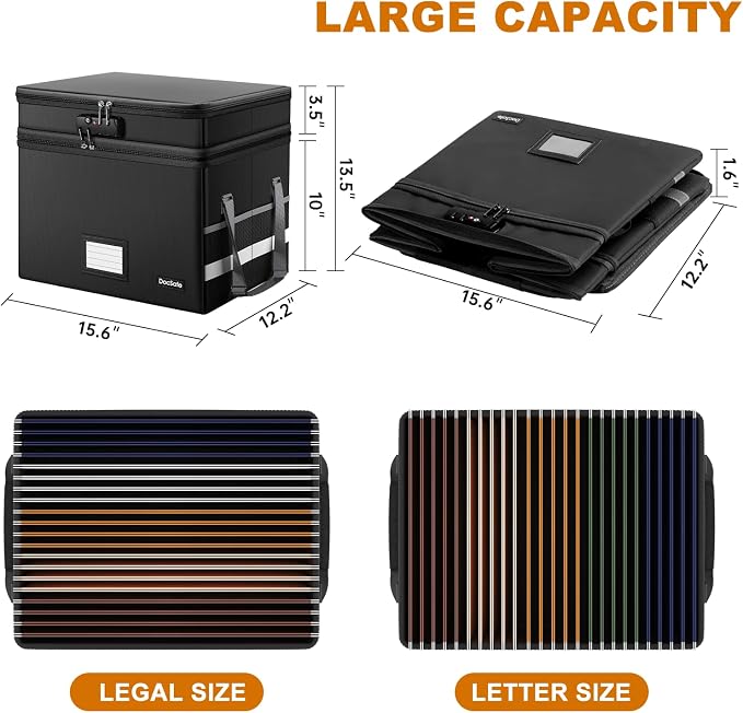 DocSafe File Box with Lock, Large Portable Home Office Filing Safe - Image 5