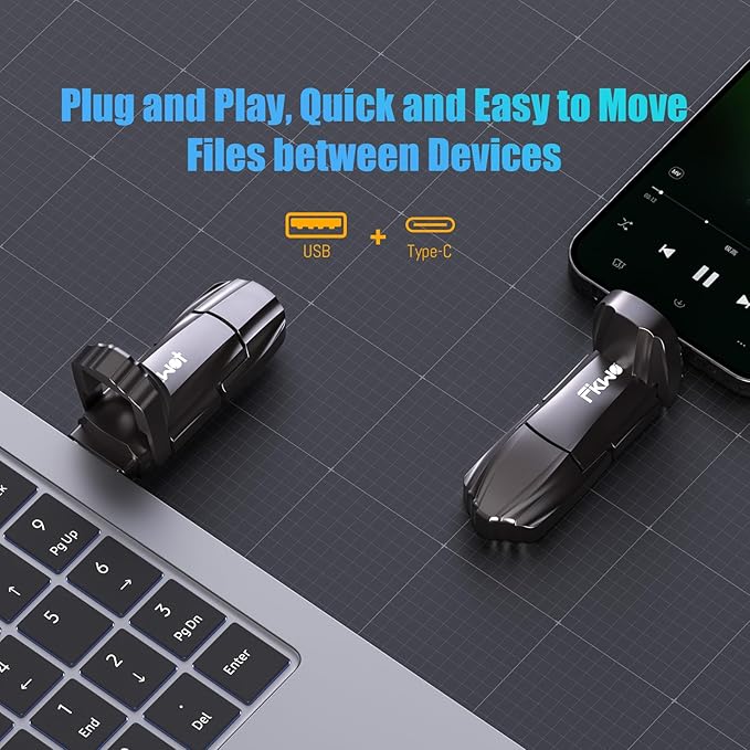 External SSD USB Flash Drive 256GB, Up to 550MB/s 2-in-1 Type C+ USB A USB3.2 Gen2 Solid State Thumb Drive SSD Stick for iPhone 15/16/Android/Windows/Mac/PC/Laptops-DeskLoop Office