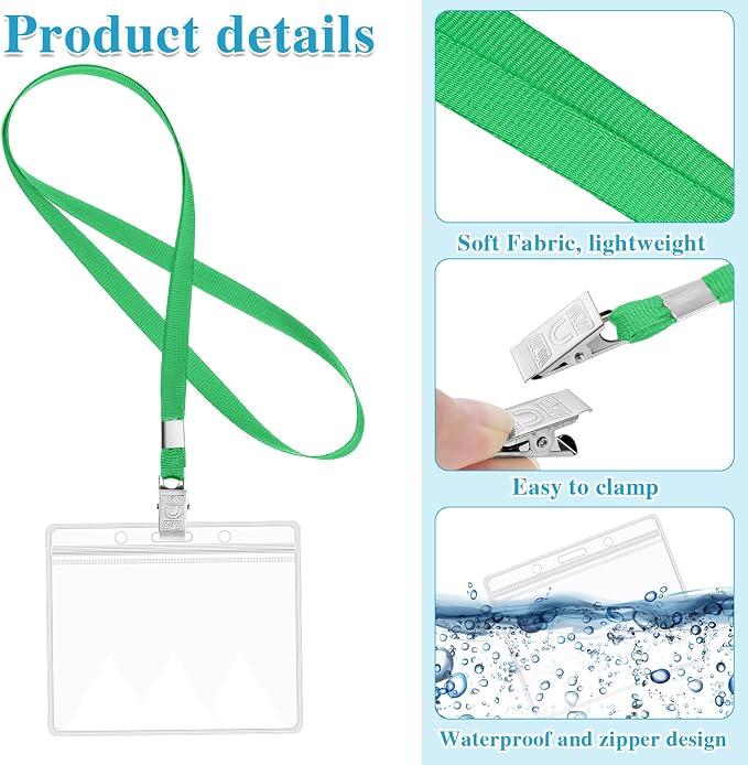60 Pack Clear Name Tags Holder and Lanyards, Reusable Lanyard - Image 3