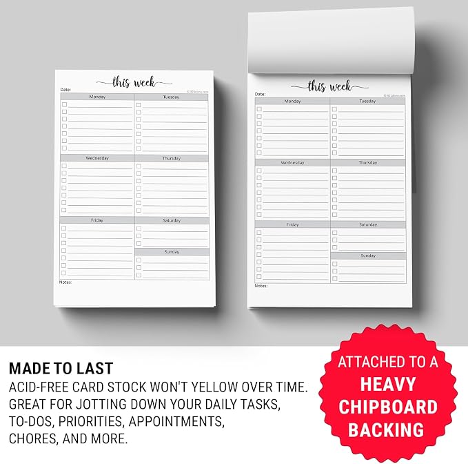 321Done Weekly Checklist Notepad, 5.5x8.5 Size Pad - Image 4
