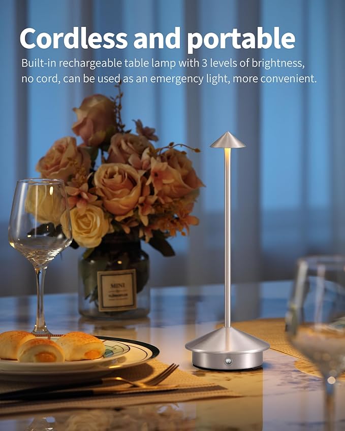 Modern Cordless Table Lamp Set of 2, Portable LED Desk Lamps, 5000mAh - Image 2