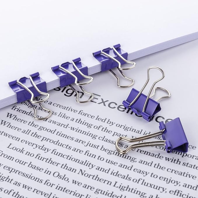 Small Purple Binder Clips, 3/4 Inch, 50 Pack Mini Clips - Image 4