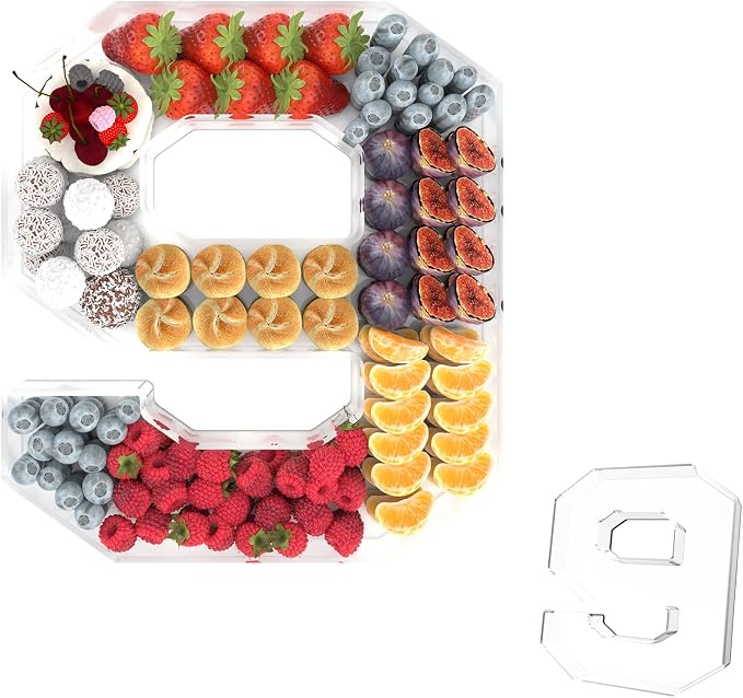 13.8" Acrylic Number Charcuterie Tray, Fillable Number Charcuterie Box by Tdsuco