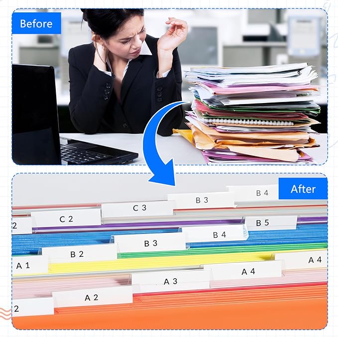 80 Pcs File Folder Tabs and 80 Pcs 2 Inch Hanging File Inserts Labels, Plastic - Image 6