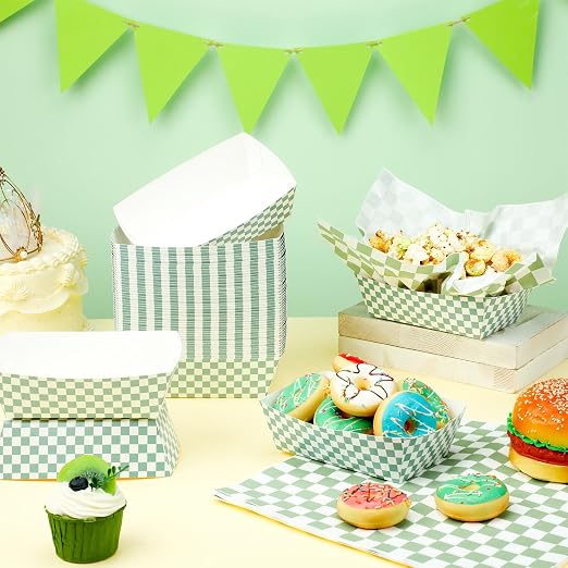 Geosar 100 Pcs Gingham Party Supplies Disposable Paper Food Trays Bulk - Image 4