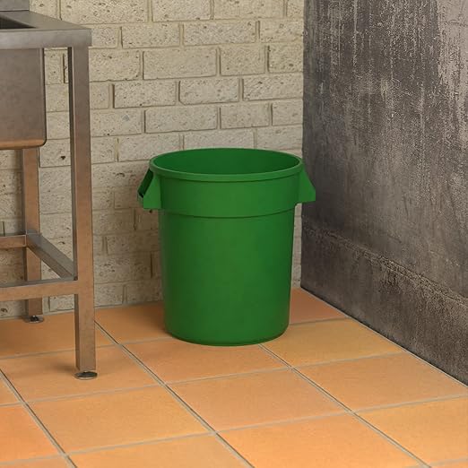 20 Gallon Green Round Commercial Trash Can-DeskLoop Office