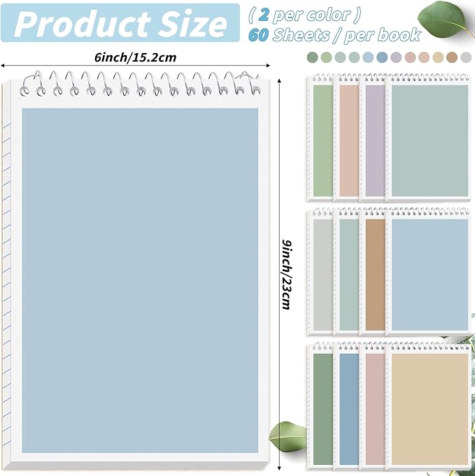 24 Pack Steno Pads 6 x 9 in Spiral Top Notebook Bulk 12 Retro Color Note Pad 60 - Image 2