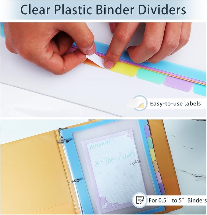 48Pcs/6 Set 8 Tab Dividers, for 3 Ring Binder, Letter Size - Image 4