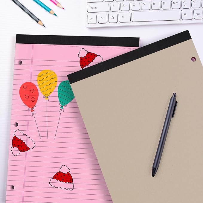 HAUTOCO 12 Pack 8.5 x 11 Legal Pads Pink Wide Ruled Notepads Perforated Writing Pads, 30 Sheets Per Notepad, 3-Hole Punched Paper, Writing Note Pads for School, Home, Office, Business