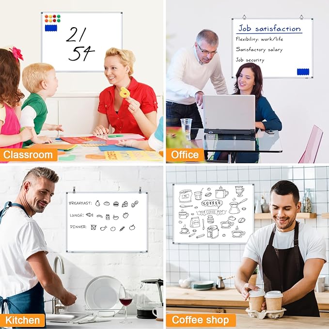 H-Qprobd White Board Dry Erase Whiteboard for Wall, 18"x24" Hanging Wall Mounted Magnetic Whiteboard Aluminium Frame for Home, Office, School, Kitchen-DeskLoop Office