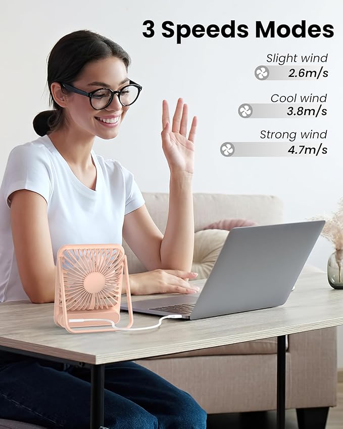 Koonie USB Desk Fan, Strong Wind Ultra Quiet Small Personal Fan - Image 6