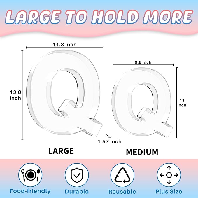 13.8" Extra Large Acrylic Letter Charcuterie Board Box, Reusable Fillable - Image 2