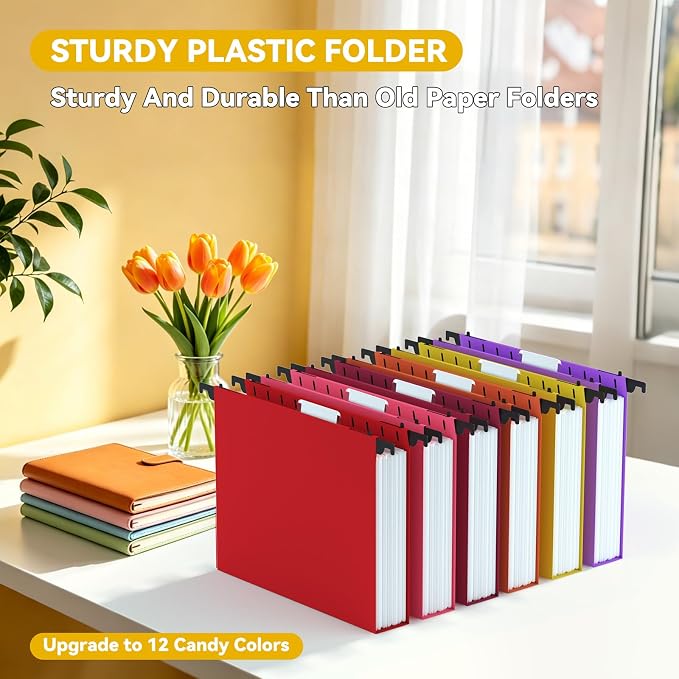 Plastic Heavy Duty Hanging File Folders, 1.5 Inch Expandable Letter Size Filing - Image 2