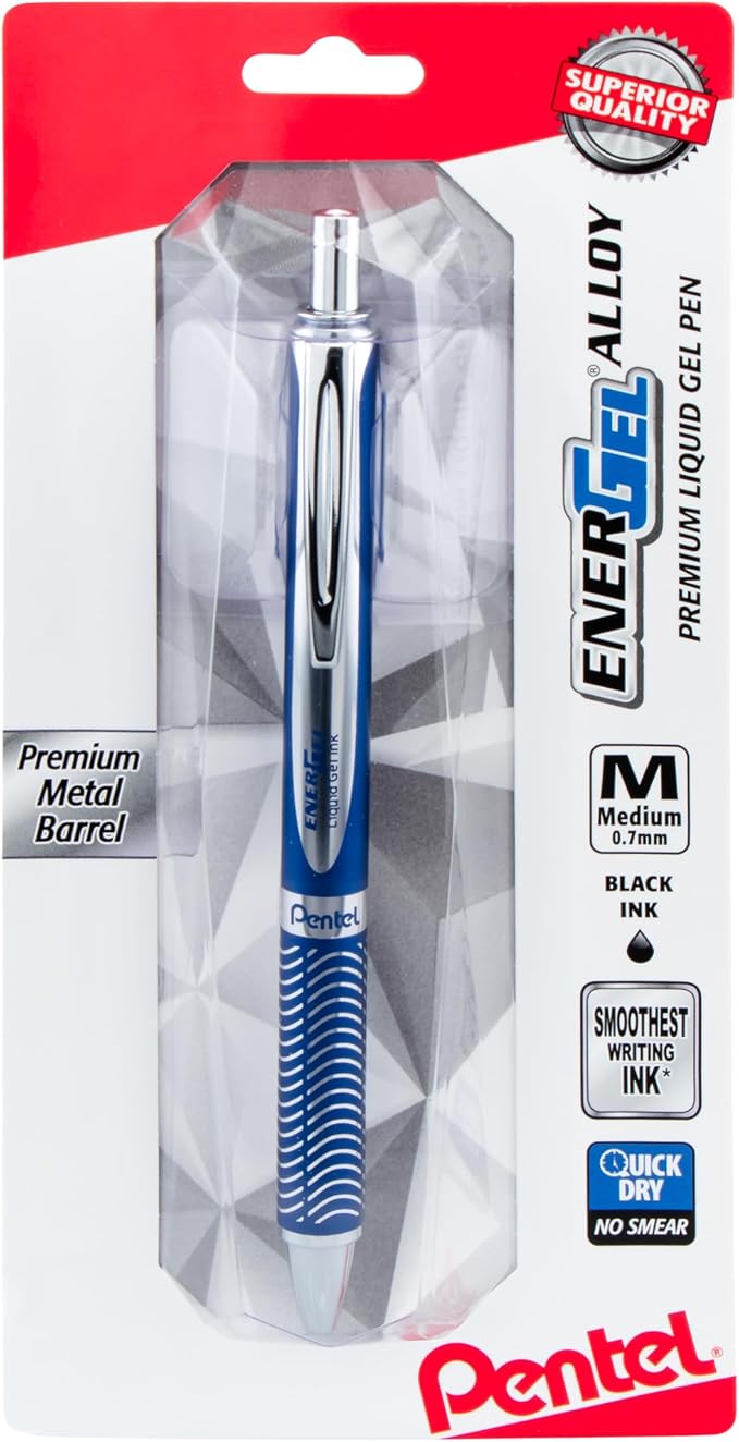 Pentel Energel Alloy Retractable Liquid Gel Pen, Medium Line, 1 Pack by PentelofAmerica