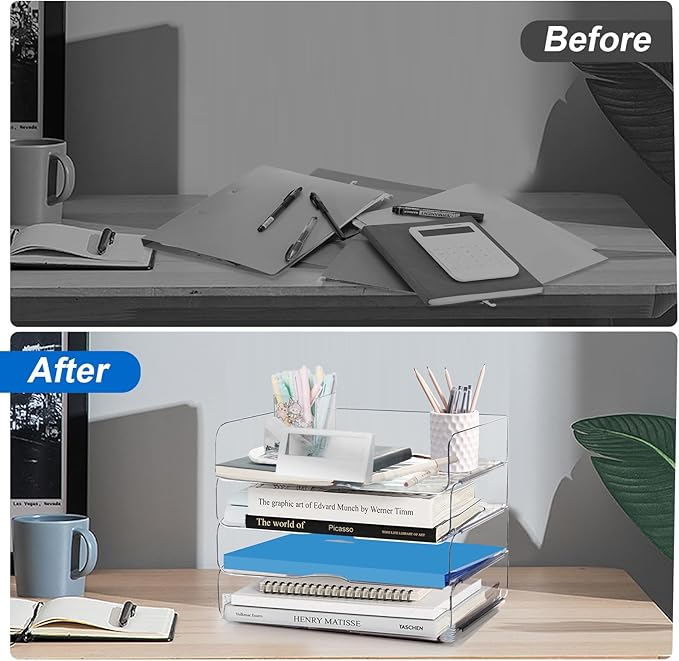 Desk Organizer and Storage, 4-Tier Paper Letter Tray Organizers, Stackable - Image 5