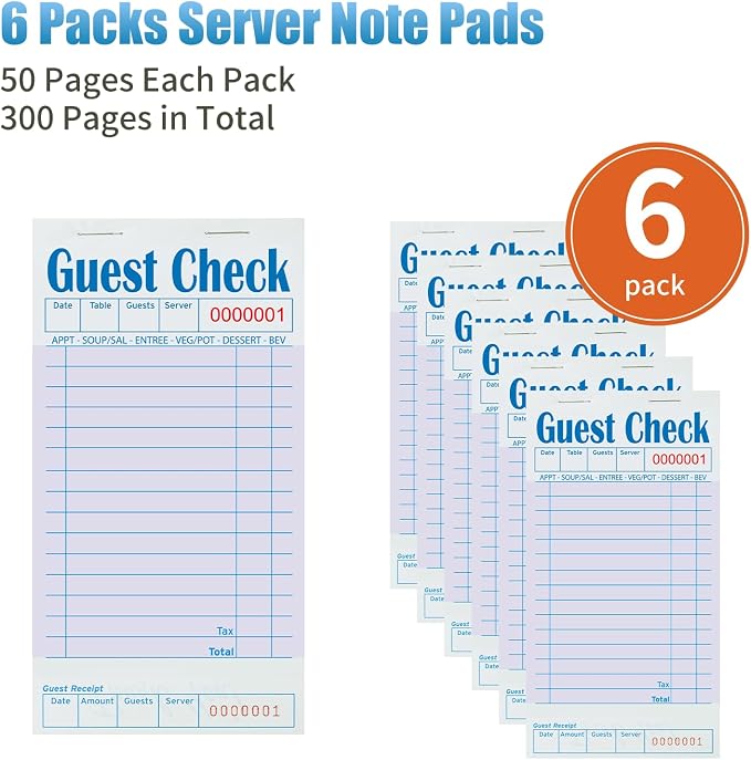 ZPARIK 6 Pack Purple Guest Checks Books - Image 4