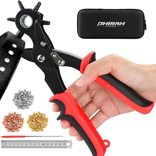 2 in 1 Leather Hole Punch, 3/16" 4.5mm Revolving Hole Puncher by PHIRAH